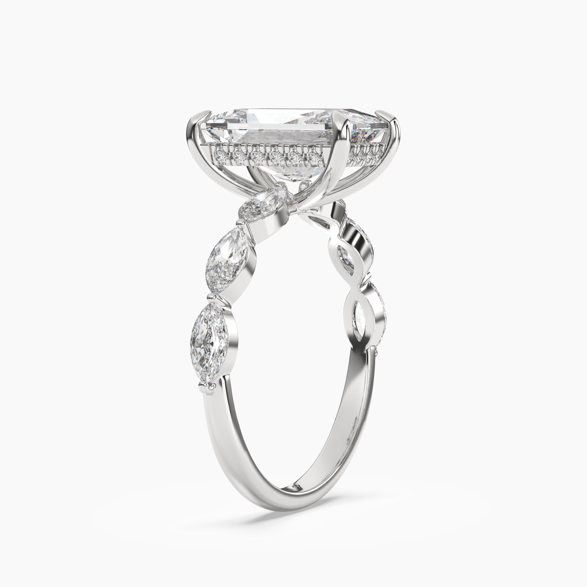 Rosemist Radiant Hidden Halo 2 Carat Lab Grown Diamond Engagement Ring in 18K Rose Gold