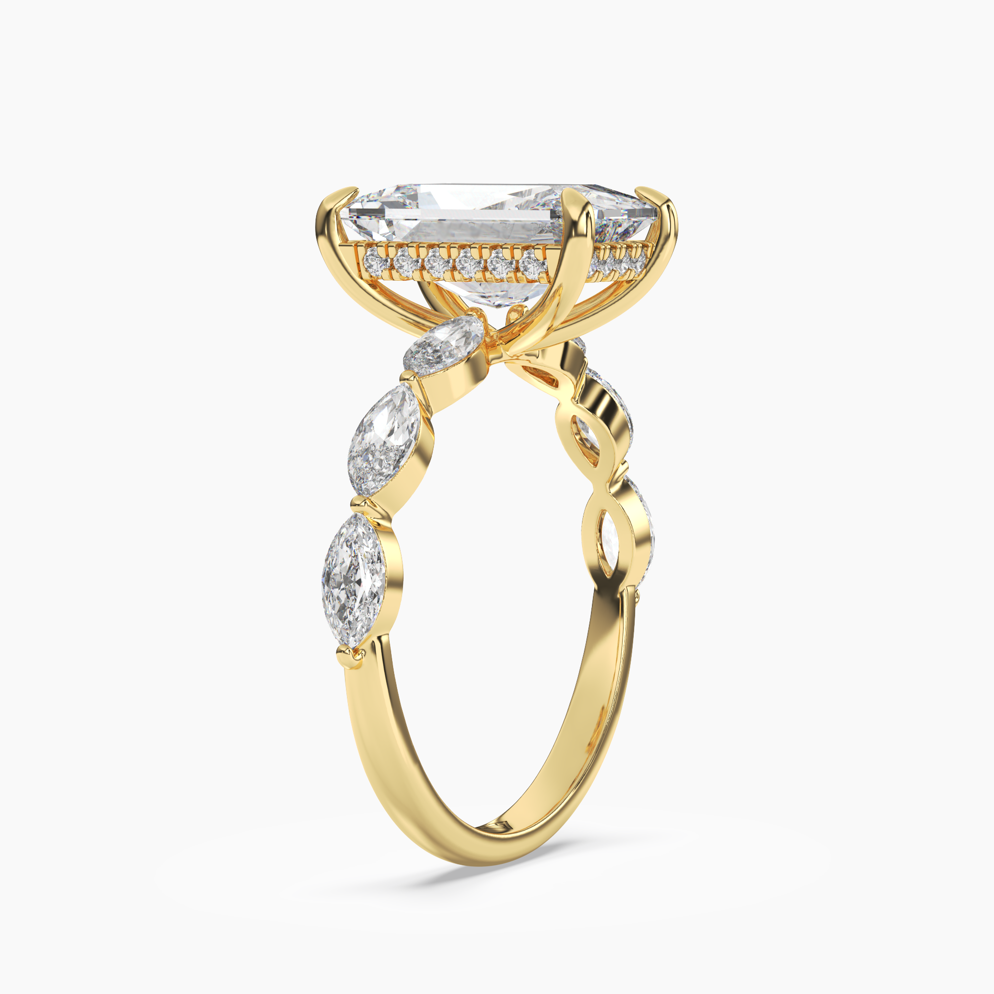 Rosemist Radiant Hidden Halo 1.5 Carat Lab Grown Diamond Engagement Ring in 14K Rose Gold