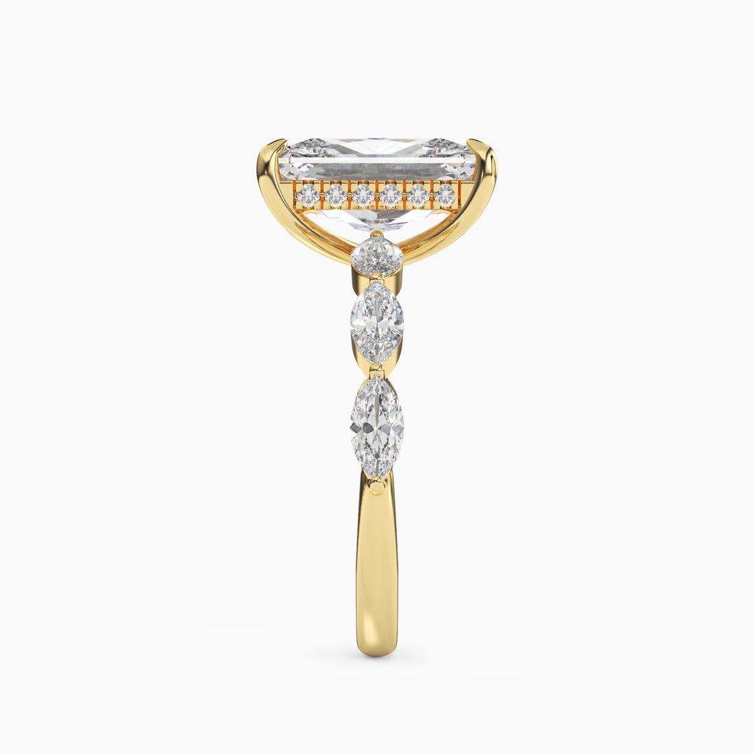 Rosemist Radiant Hidden Halo 1.5 Carat Lab Grown Diamond Engagement Ring in 14K White Gold
