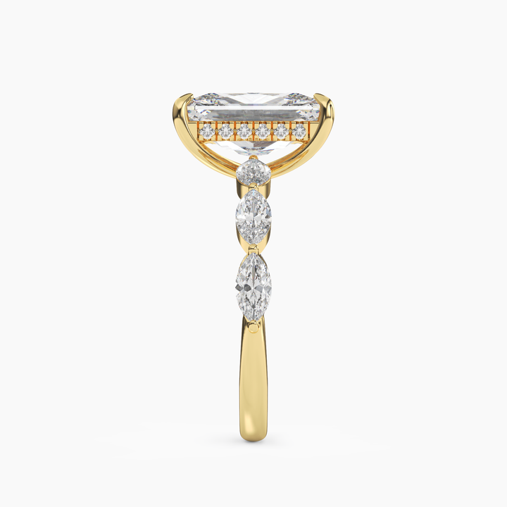 Rosemist Radiant Hidden Halo 3 Carat Lab Grown Diamond Engagement Ring in 18K Rose Gold