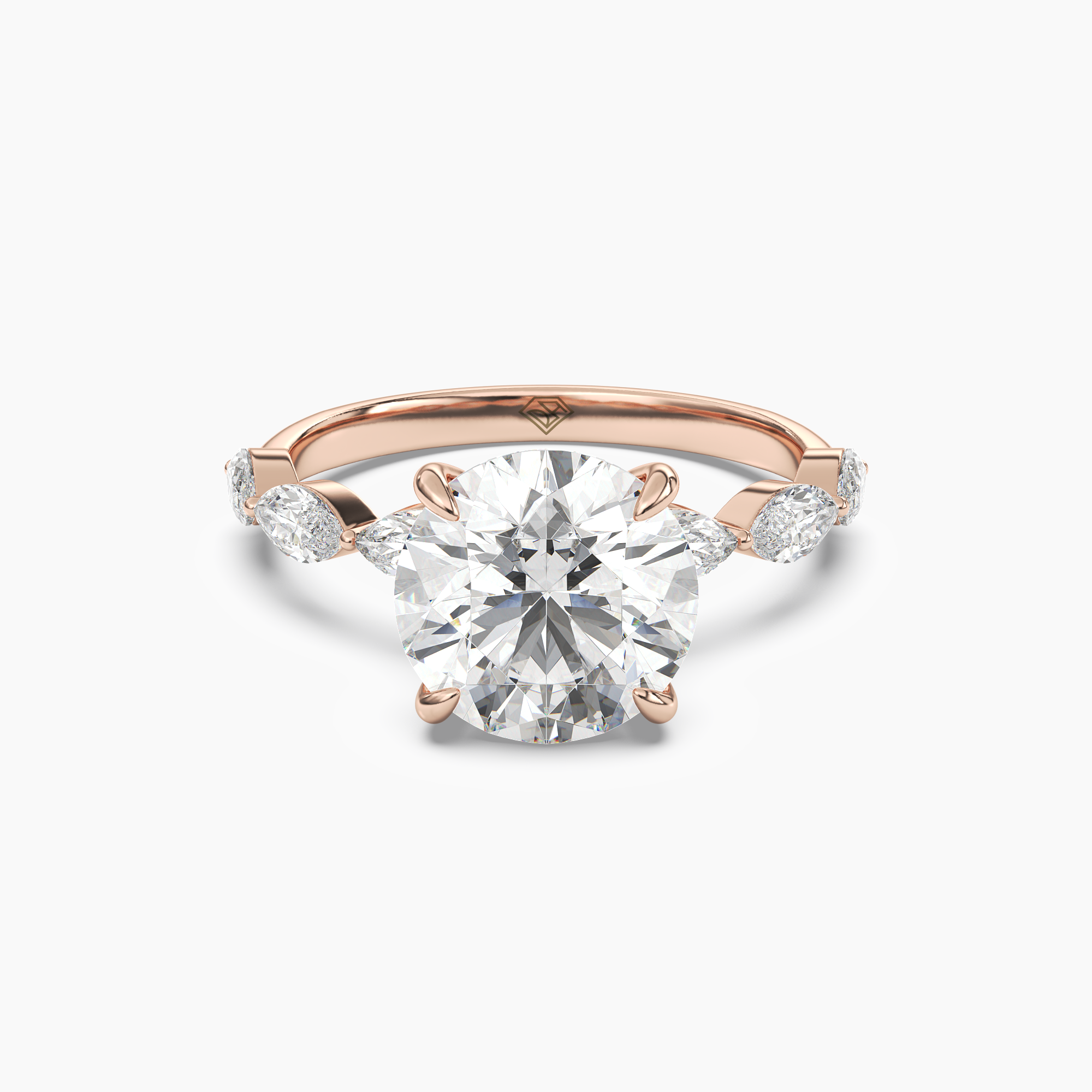 Rosemist Round Hidden Halo 2 Carat Lab Grown Diamond Engagement Ring in 18K Yellow Gold