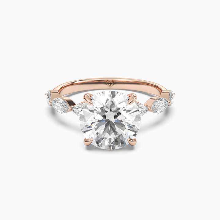 Rosemist Round Hidden Halo 3 Carat Lab Grown Diamond Engagement Ring in 18K Rose Gold