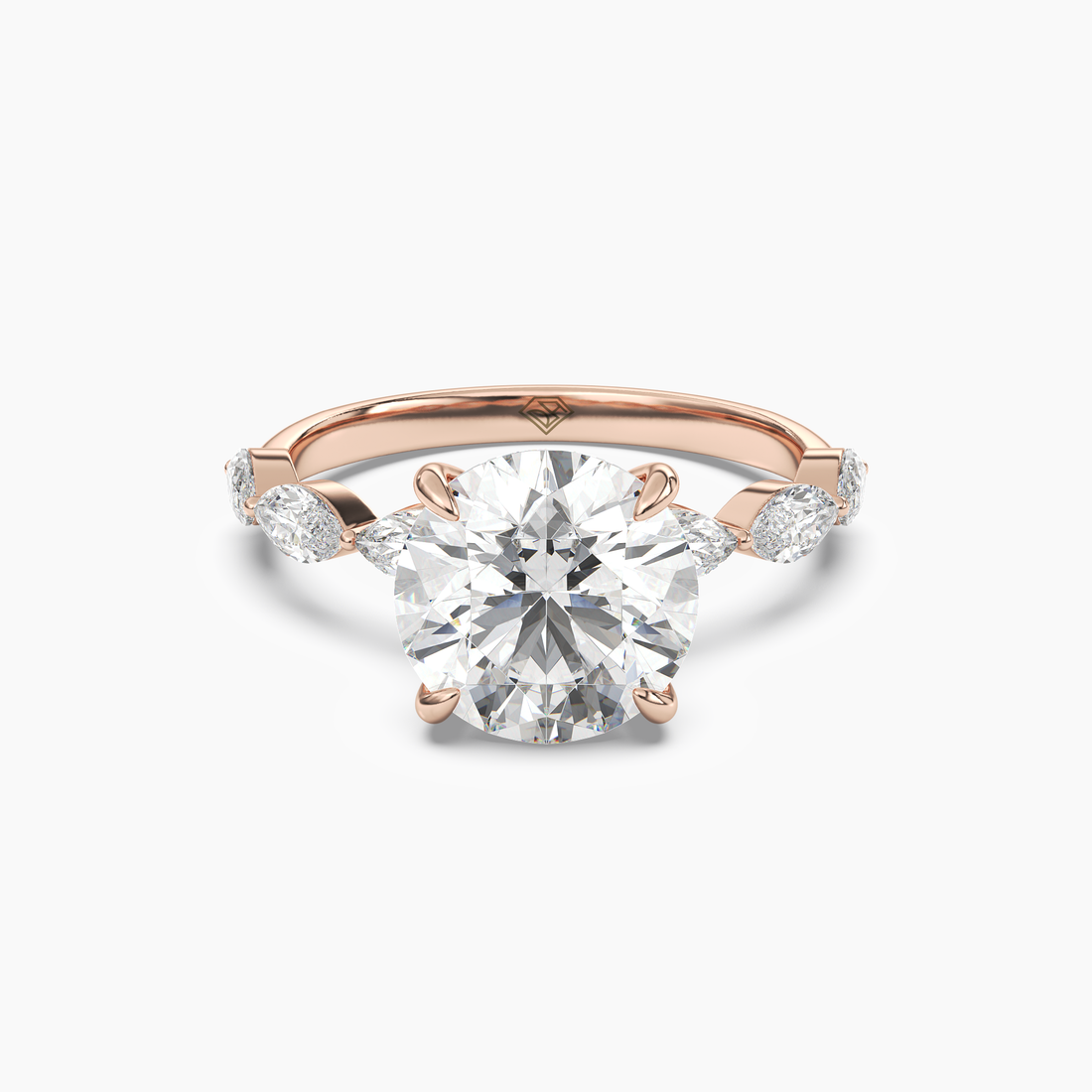 Rosemist Round Hidden Halo Diamond Ring Setting in 14K Rose Gold
