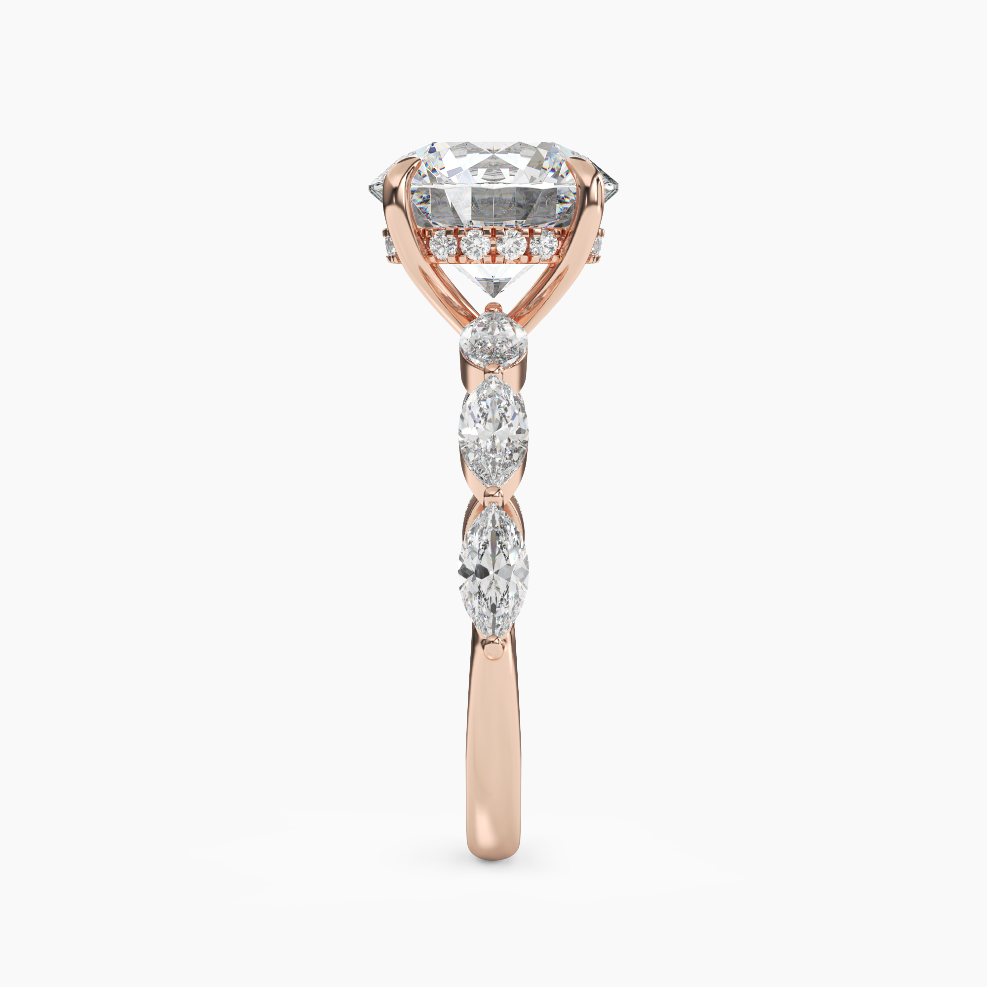 Rosemist Round Hidden Halo 1 Carat Lab Grown Diamond Engagement Ring in 14K Rose Gold