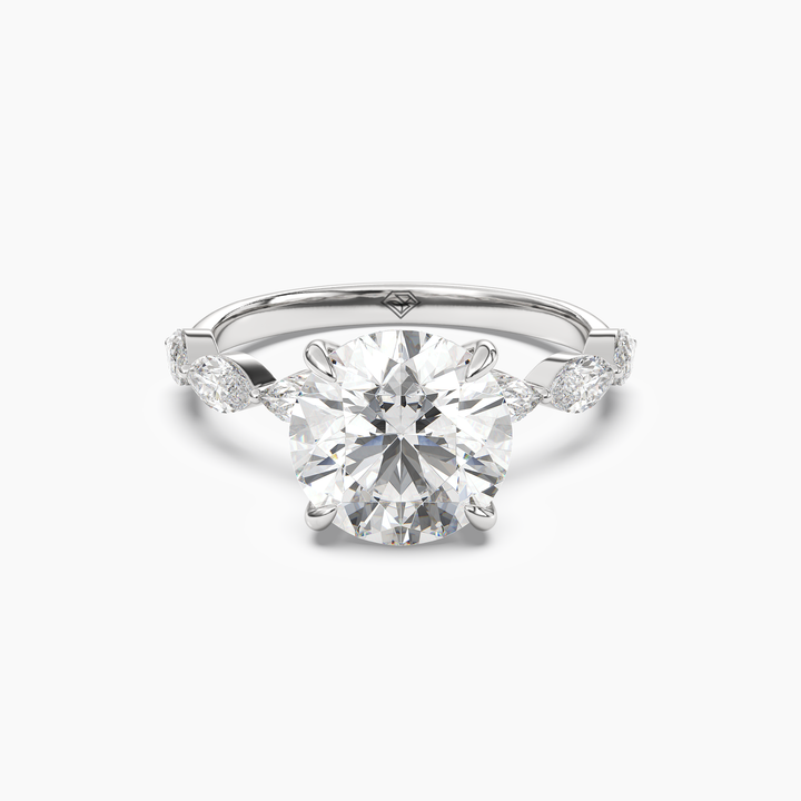 Rosemist Round Hidden Halo 3 Carat Lab Grown Diamond Engagement Ring in 18K White Gold