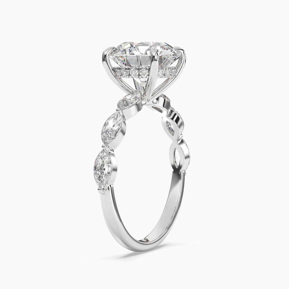 Rosemist Round Hidden Halo 2 Carat Lab Grown Diamond Engagement Ring in 14K Yellow Gold