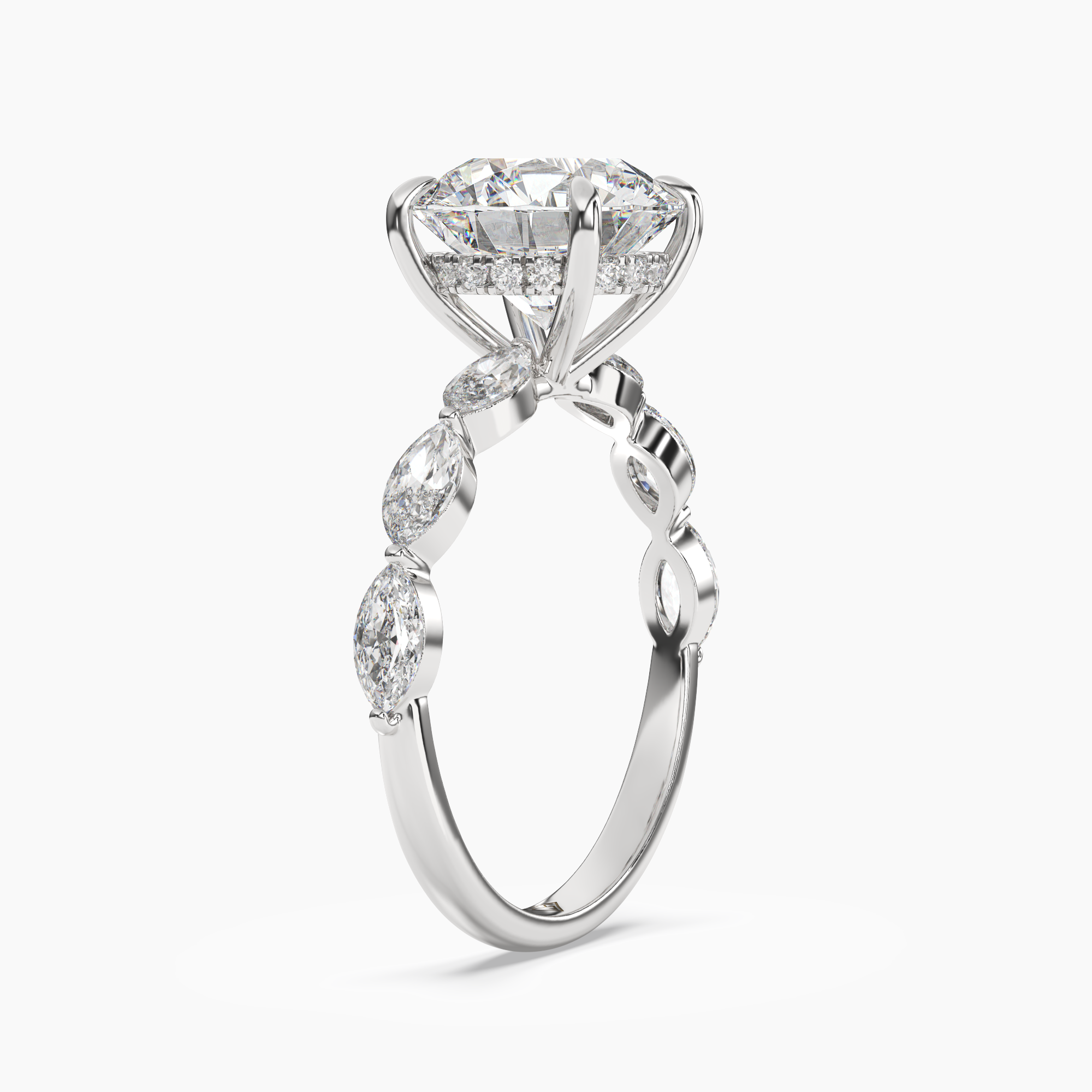 Rosemist Round Hidden Halo 1 Carat Lab Grown Diamond Engagement Ring in 18K Yellow Gold