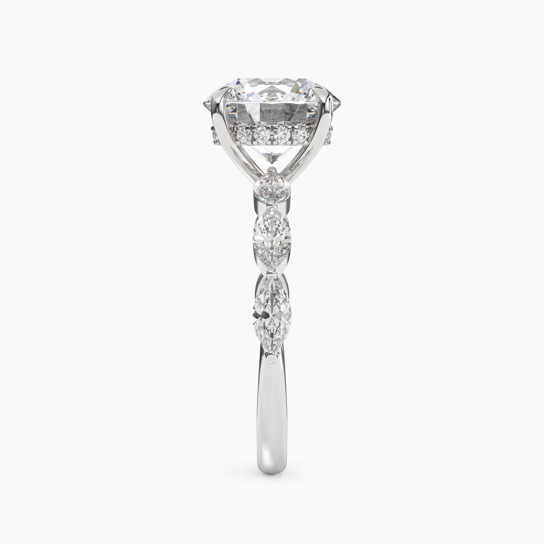 Rosemist Round Hidden Halo 2 Carat Lab Grown Diamond Engagement Ring in 18K Yellow Gold