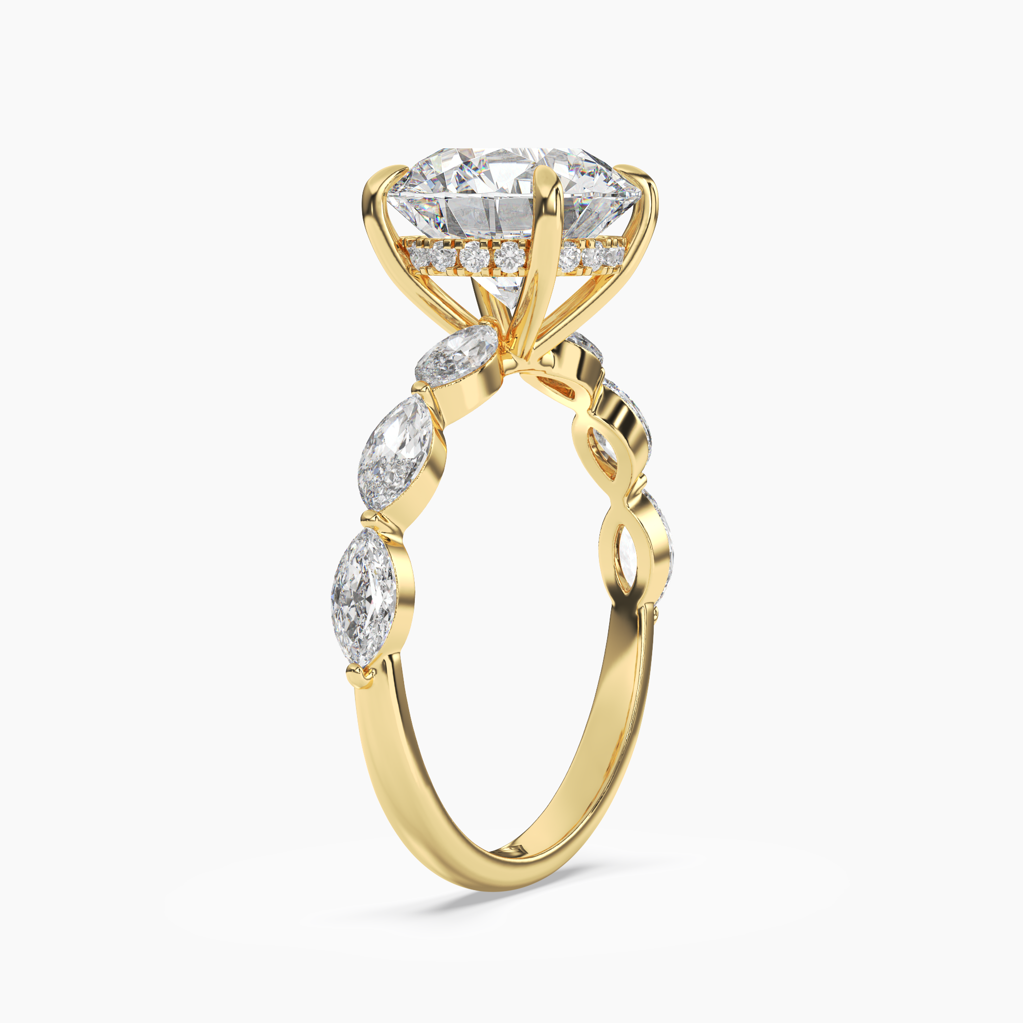 Rosemist Round Hidden Halo 2 Carat Lab Grown Diamond Engagement Ring in 18K Rose Gold
