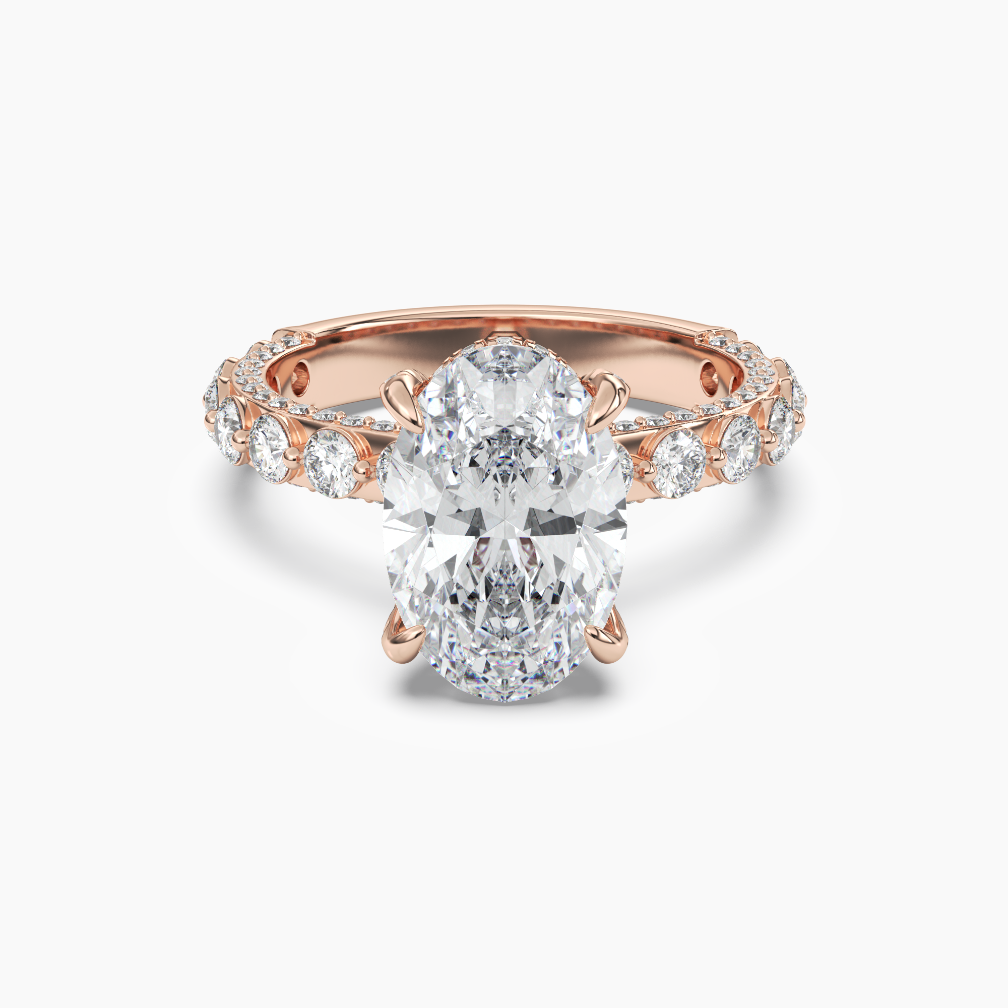 Crown Oval Hidden Halo 1.5 Carat Lab Grown Diamond Engagement Ring in 18K Yellow Gold
