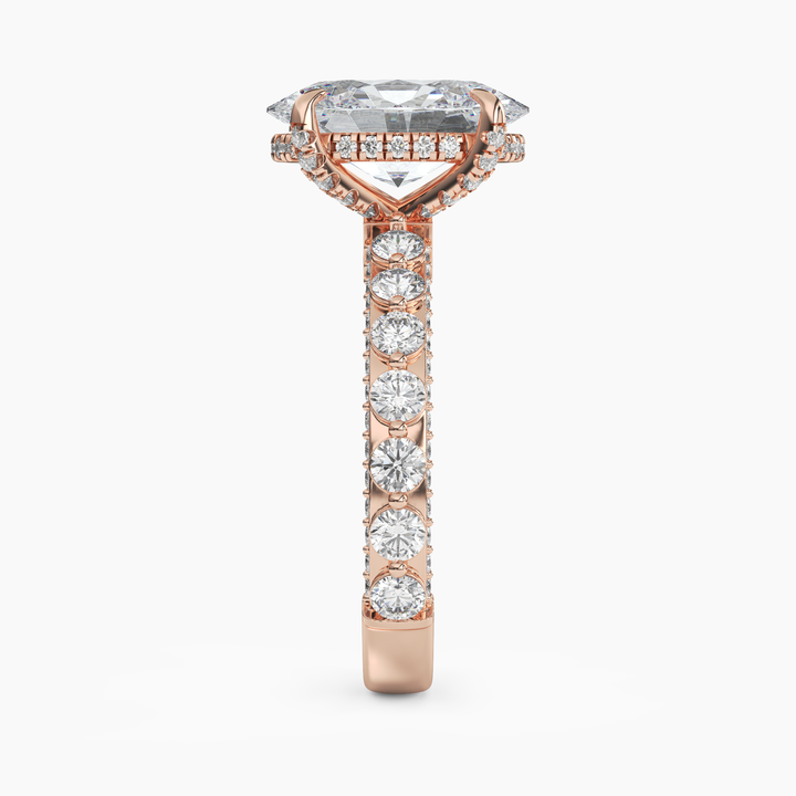 Crown Oval Hidden Halo 3 Carat Lab Grown Diamond Engagement Ring in 14K Yellow Gold