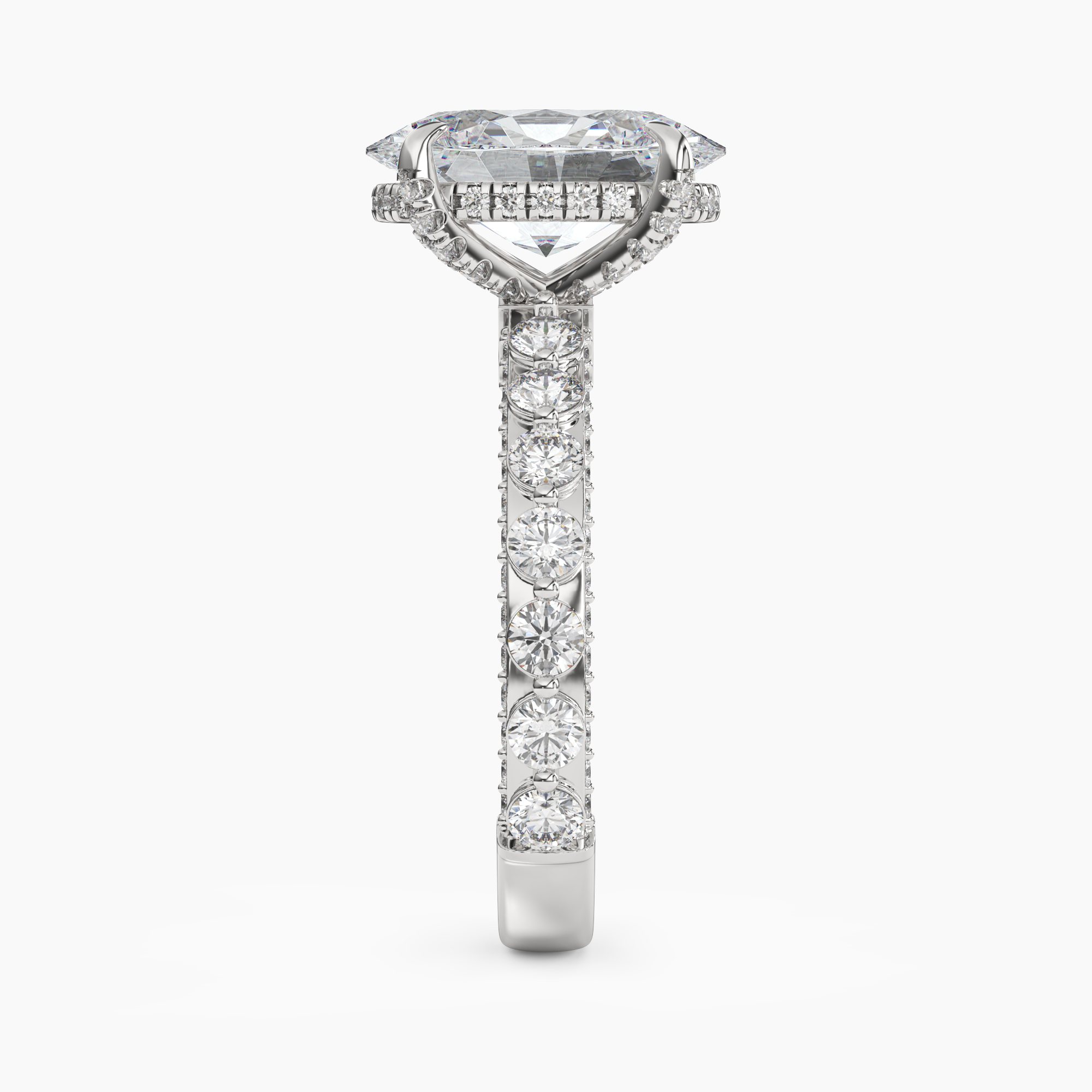 Crown Oval Hidden Halo 3 Carat Lab Grown Diamond Engagement Ring in 18K Yellow Gold