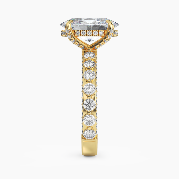 Crown Oval Hidden Halo 1.5 Carat Lab Grown Diamond Engagement Ring in 18K Rose Gold
