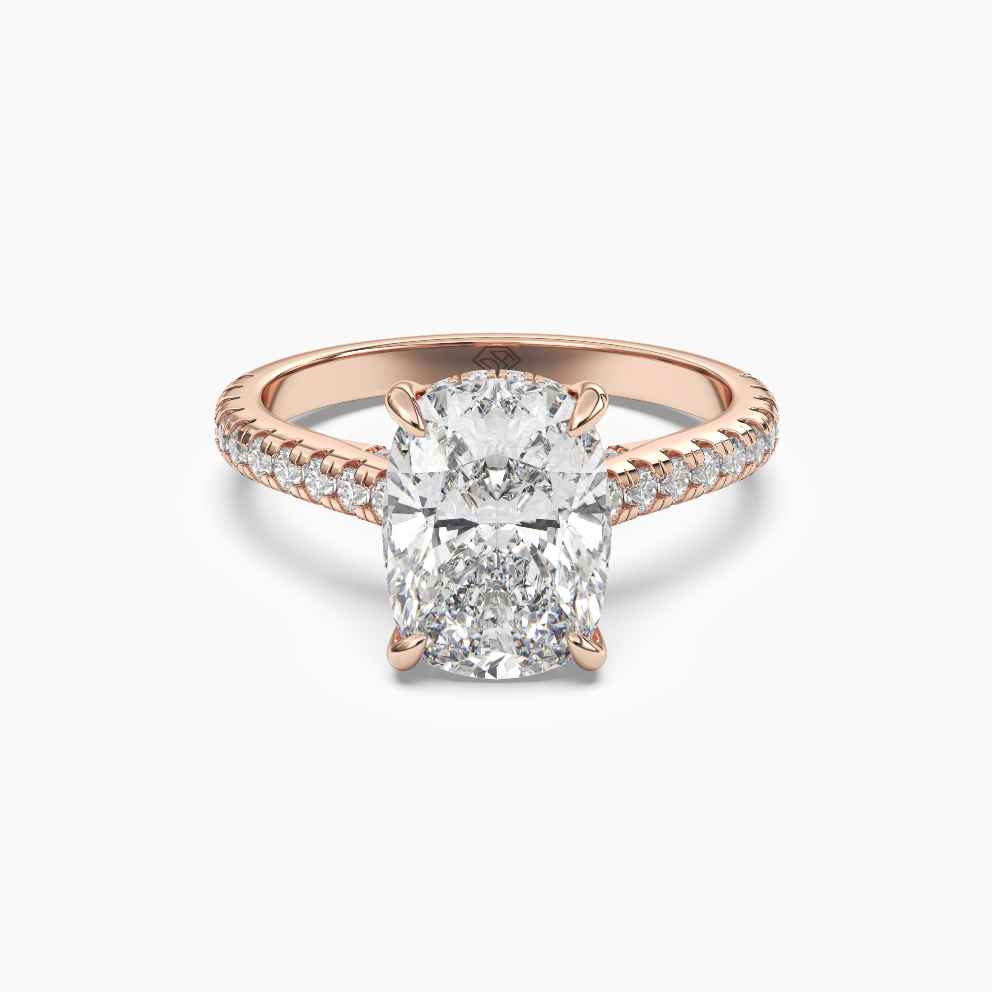 Lunaris Cushion Hidden Halo 2.5 Carat Lab Grown Diamond Engagement Ring in 14K White Gold