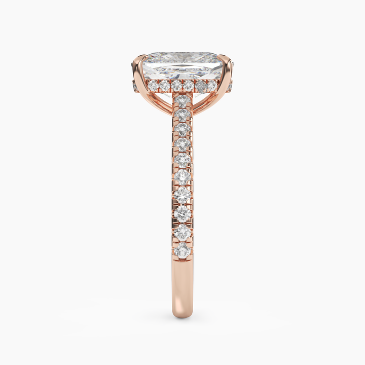 Lunaris Cushion Hidden Halo 1 Carat Lab Grown Diamond Engagement Ring in 18K White Gold