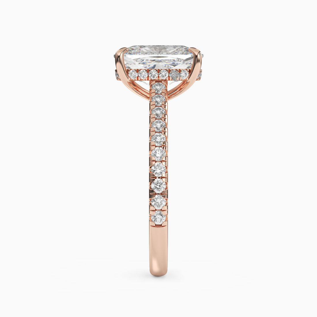 Lunaris Cushion Hidden Halo 1 Carat Lab Grown Diamond Engagement Ring in 14K Rose Gold