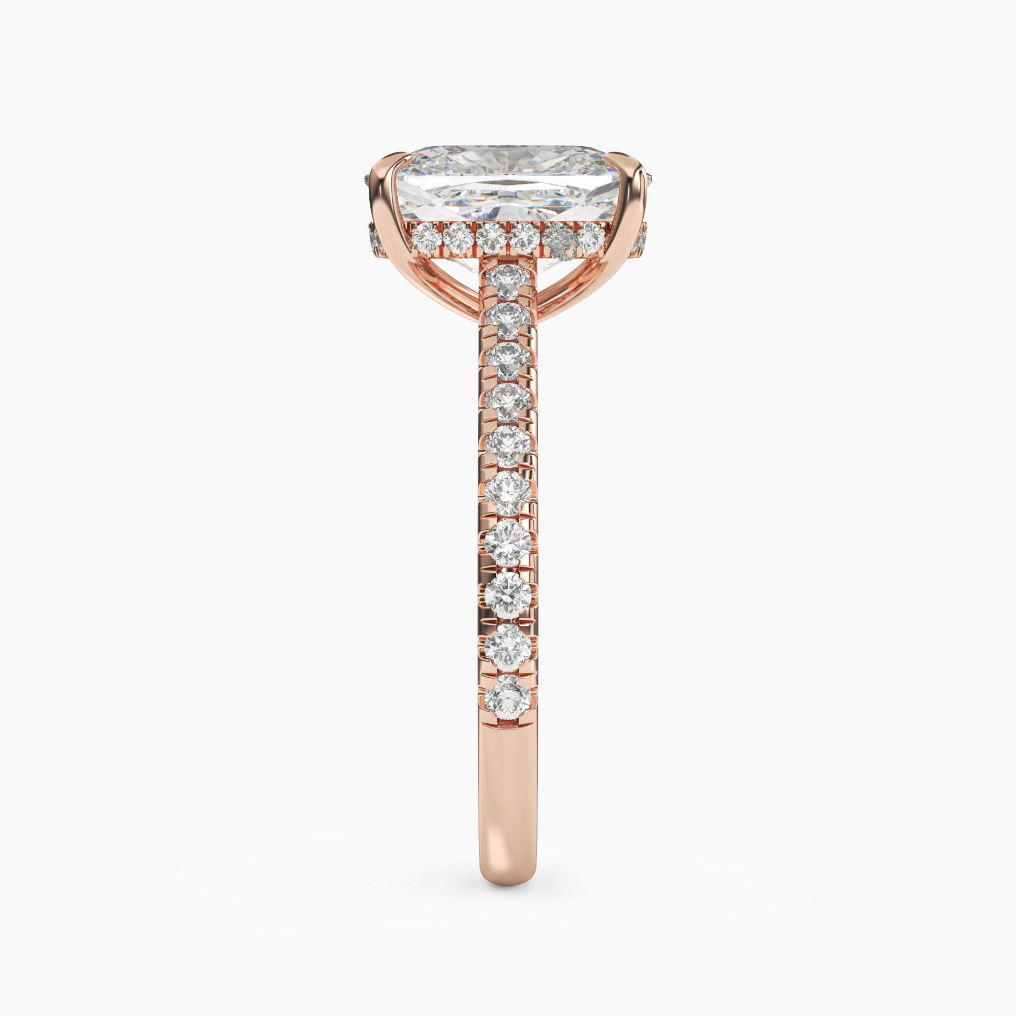 Lunaris Cushion Hidden Halo 1 Carat Lab Grown Diamond Engagement Ring in 18K Rose Gold