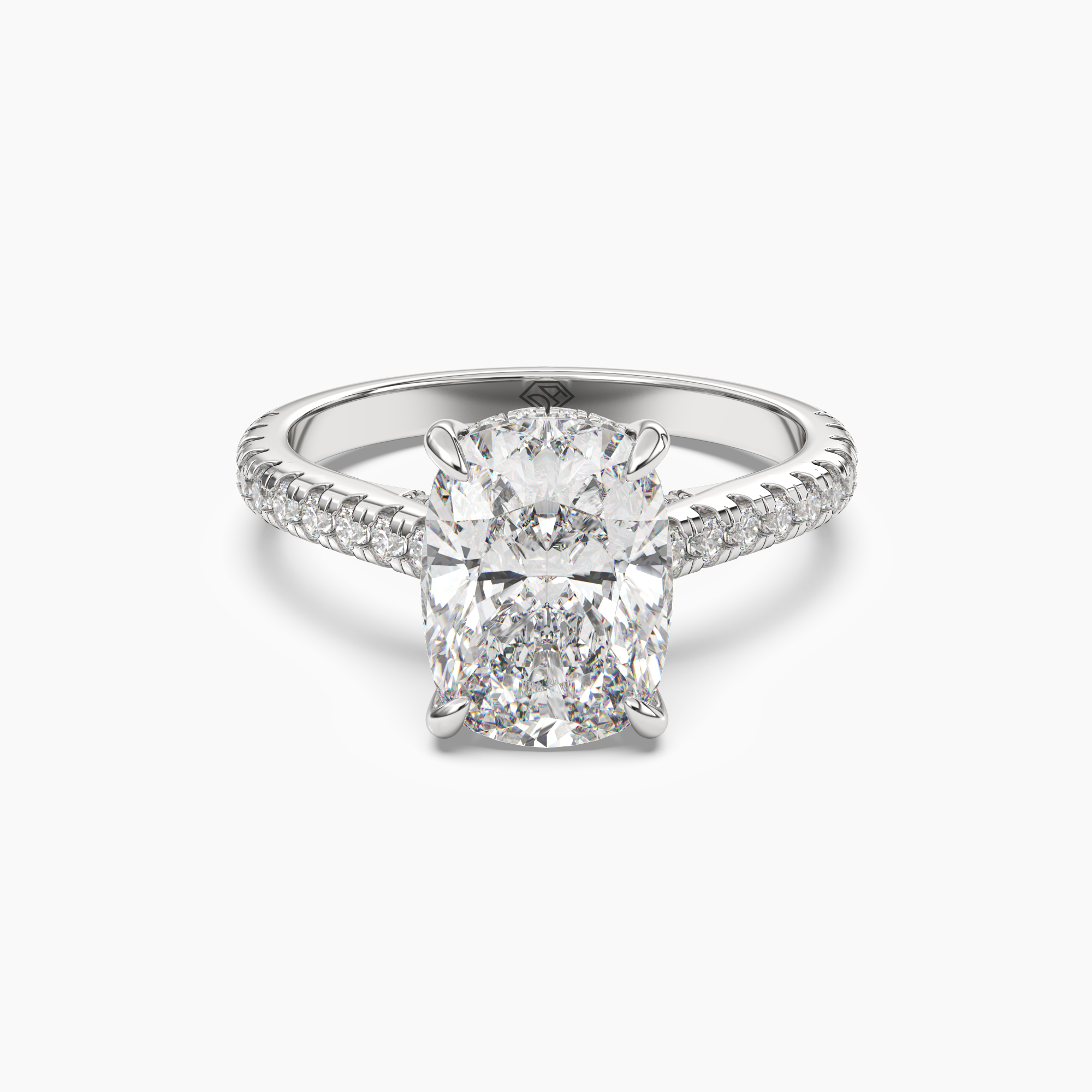 Lunaris Cushion Hidden Halo 1 Carat Lab Grown Diamond Engagement Ring in 14K Yellow Gold