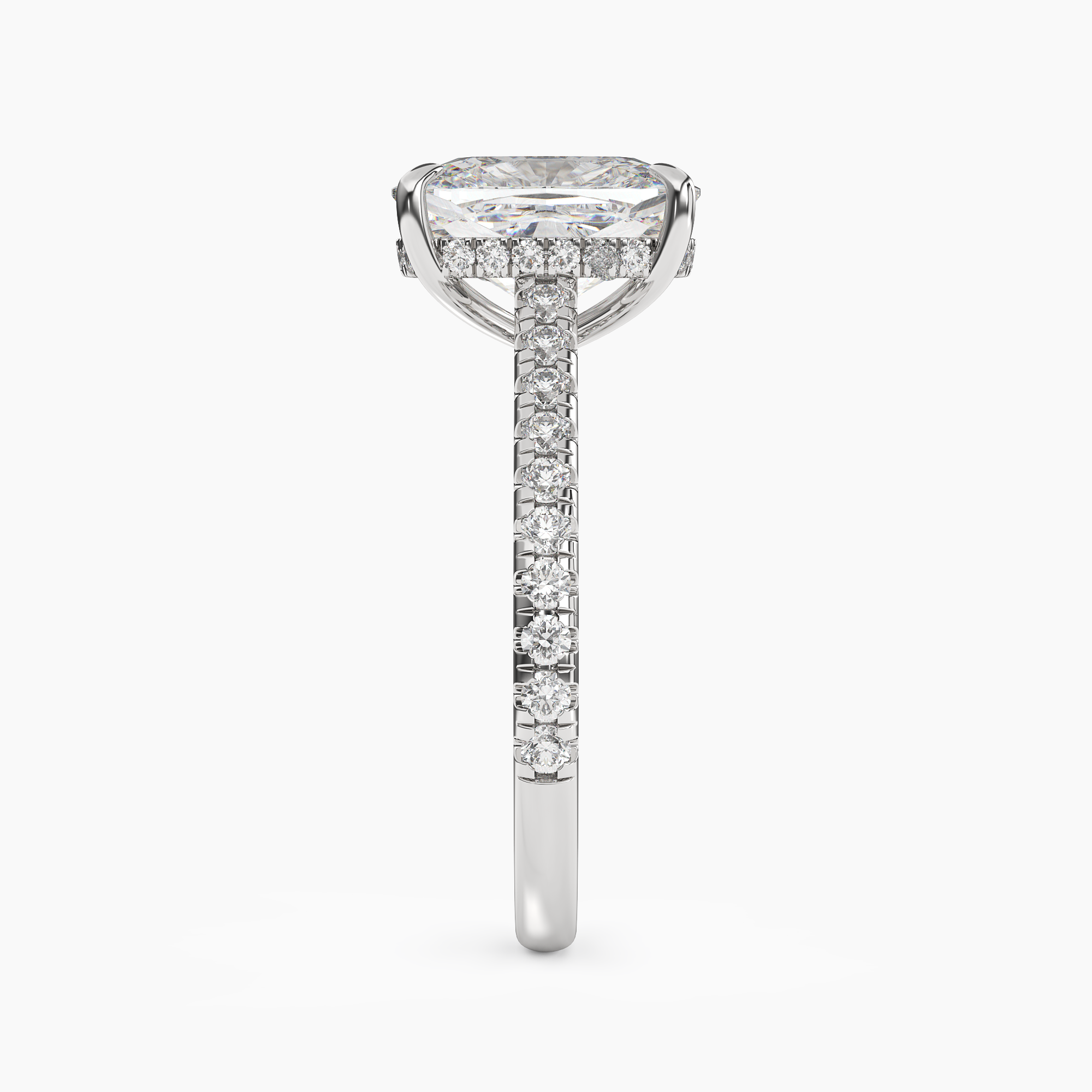 Lunaris Cushion Hidden Halo 2.5 Carat Lab Grown Diamond Engagement Ring in 14K White Gold