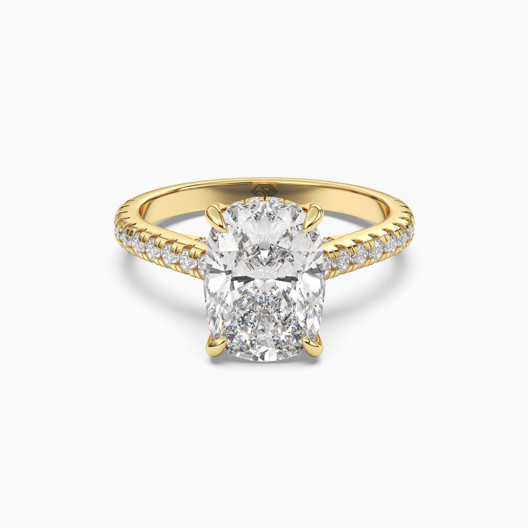 Lunaris Cushion Hidden Halo 2.5 Carat Lab Grown Diamond Engagement Ring in 14K Rose Gold