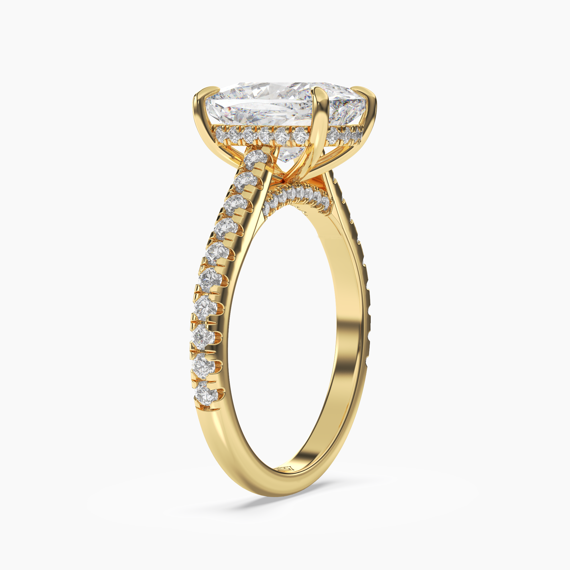 Lunaris Cushion Hidden Halo 3 Carat Lab Grown Diamond Engagement Ring in 18K Rose Gold