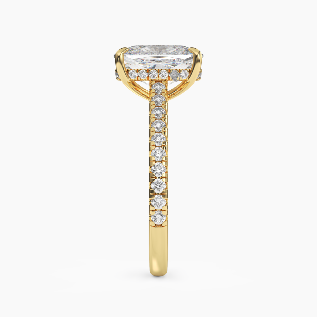 Lunaris Cushion Hidden Halo 2.5 Carat Lab Grown Diamond Engagement Ring in 14K White Gold