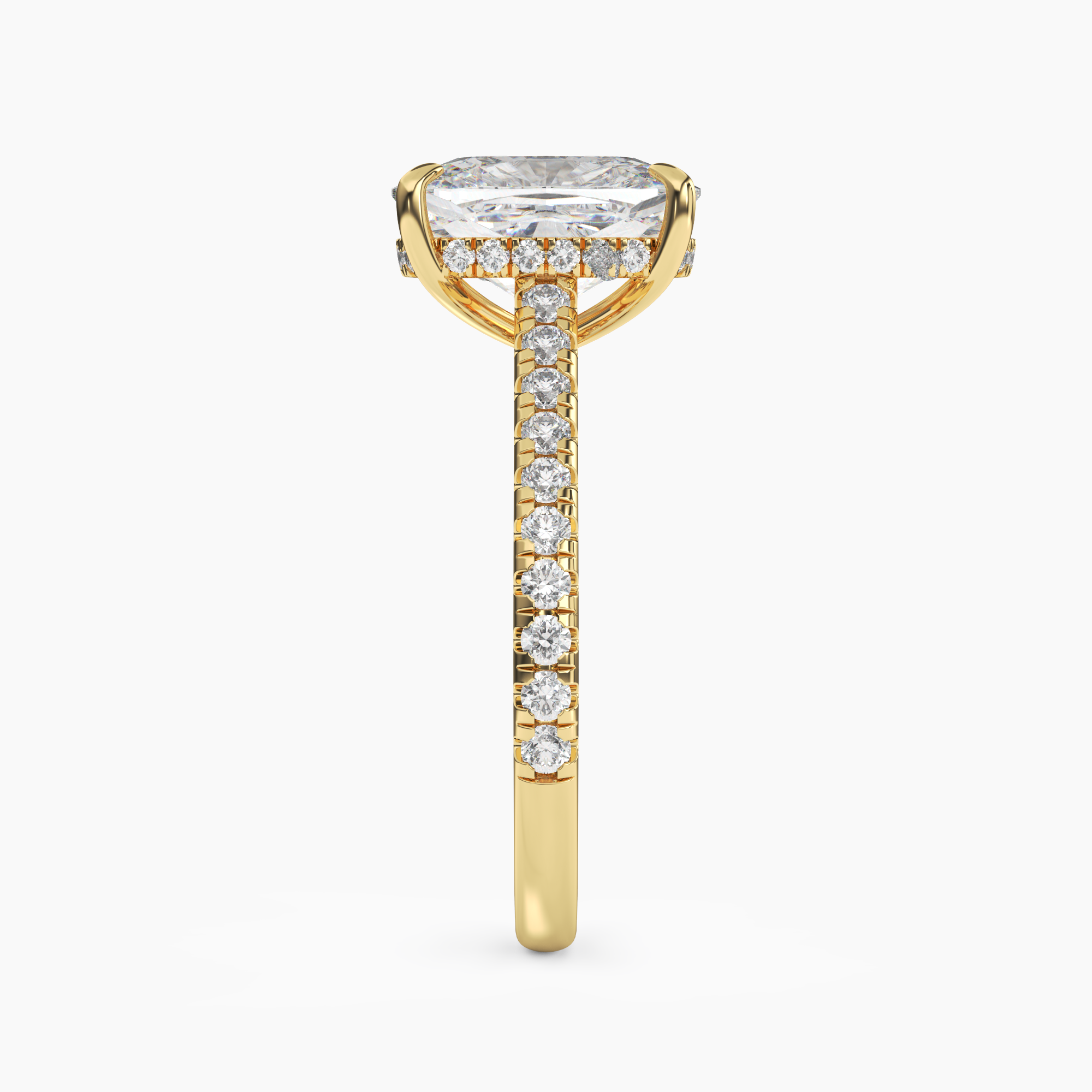 Lunaris Cushion Hidden Halo 1 Carat Lab Grown Diamond Engagement Ring in 18K Rose Gold