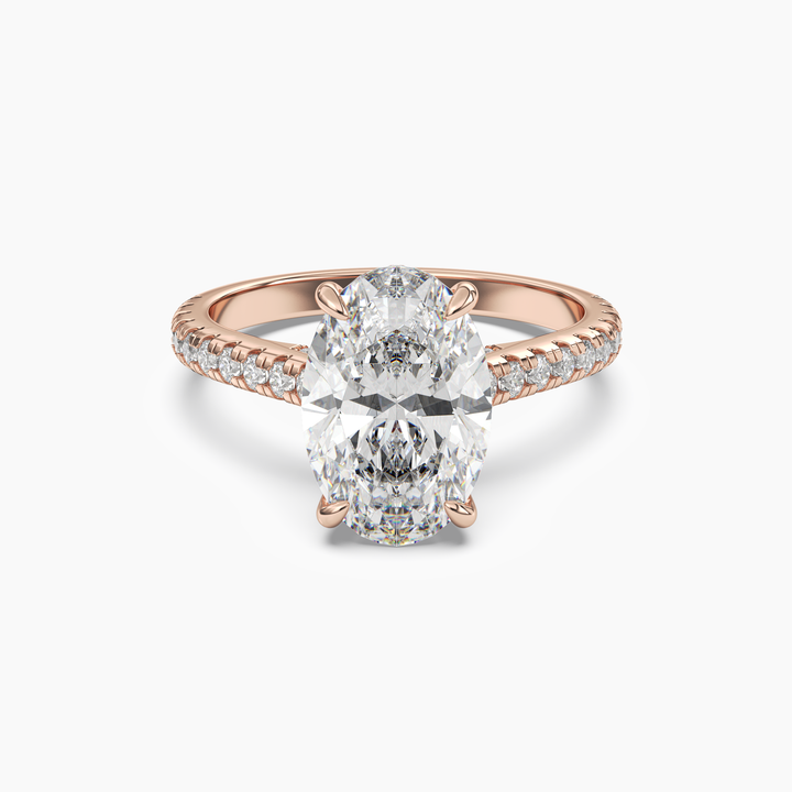Lunaris Oval Hidden Halo 1 Carat Lab Grown Diamond Engagement Ring in 14K Rose Gold