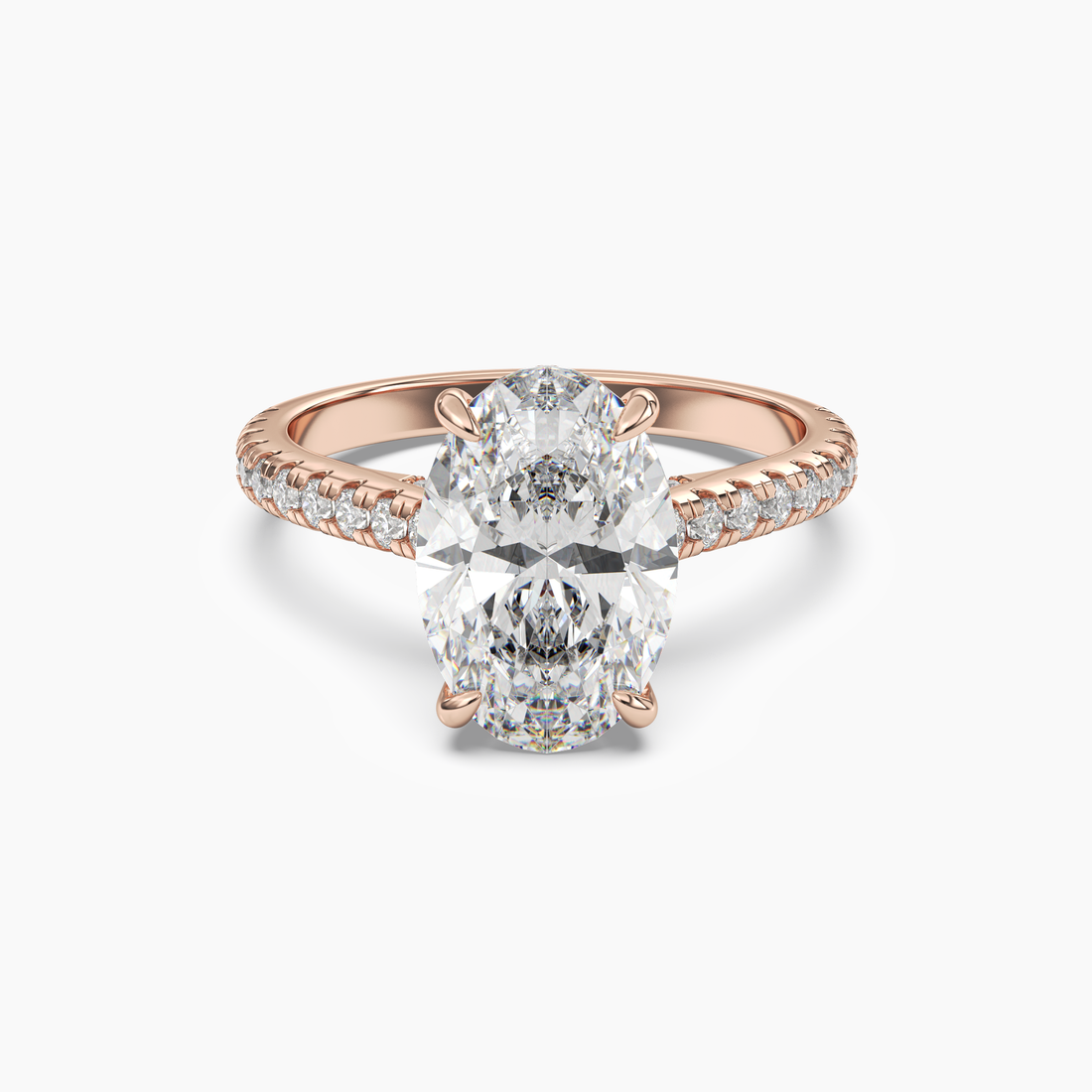 Lunaris Oval Hidden Halo Diamond Ring Setting in 18K White Gold