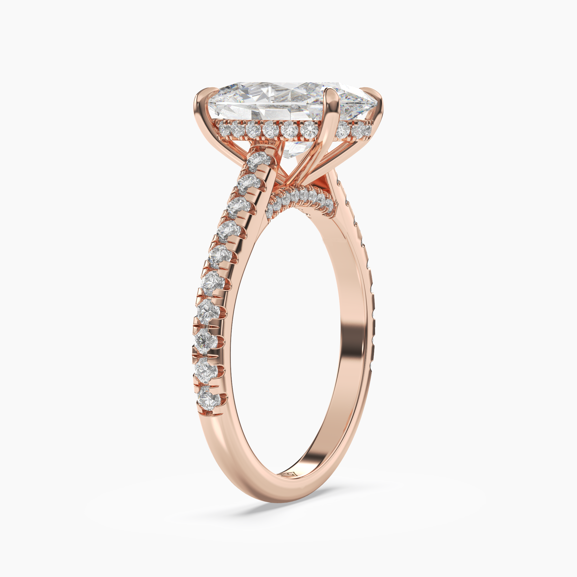 Lunaris Oval Hidden Halo 1 Carat Lab Grown Diamond Engagement Ring in 18K Yellow Gold
