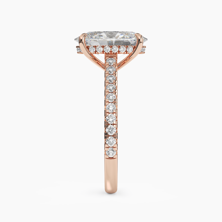Lunaris Oval Hidden Halo 3 Carat Lab Grown Diamond Engagement Ring in 14K Yellow Gold