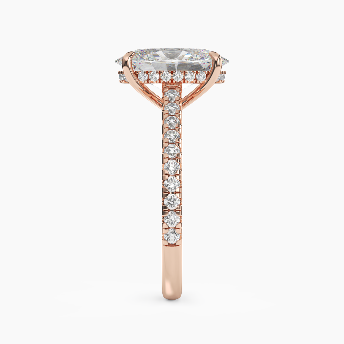 Lunaris Oval Hidden Halo 1.5 Carat Lab Grown Diamond Engagement Ring in 18K Rose Gold