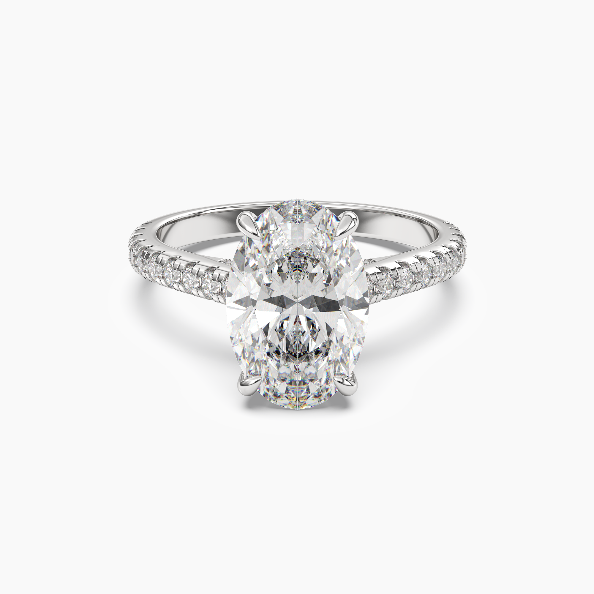 Lunaris Oval Hidden Halo 1 Carat Lab Grown Diamond Engagement Ring in 18K White Gold