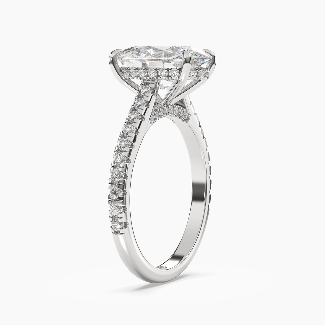 Lunaris Oval Hidden Halo 1.5 Carat Lab Grown Diamond Engagement Ring in 18K Yellow Gold