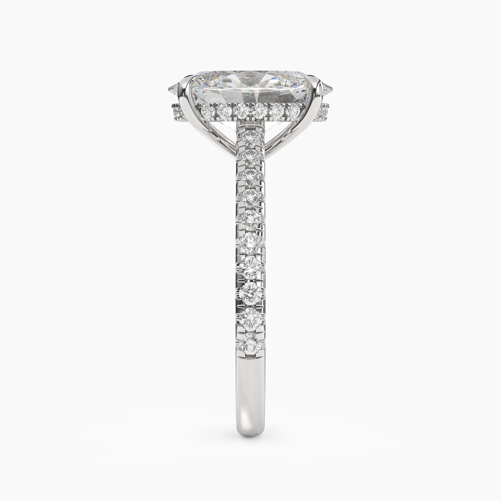 Lunaris Oval Hidden Halo 3 Carat Lab Grown Diamond Engagement Ring in 14K Rose Gold