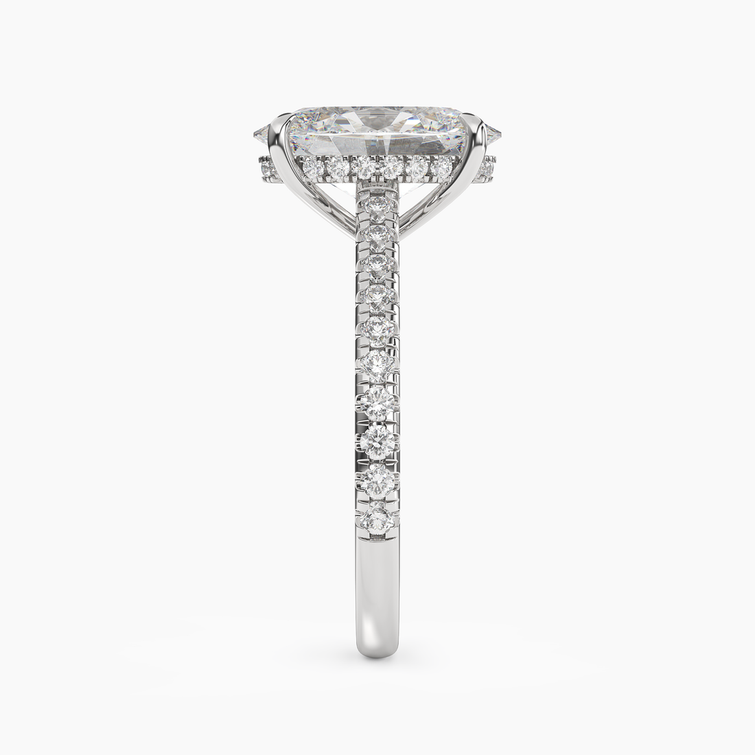 Lunaris Oval Hidden Halo Diamond Ring Setting in 18K White Gold