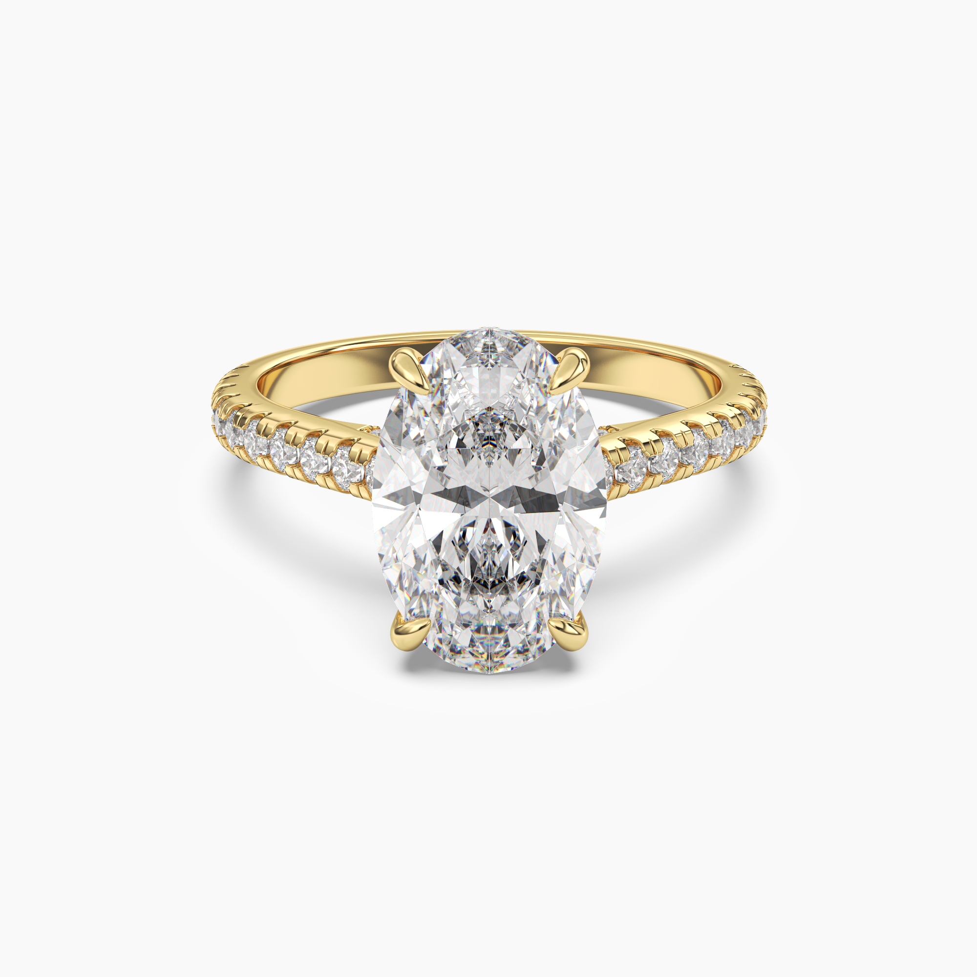 Lunaris Oval Hidden Halo 3 Carat Lab Grown Diamond Engagement Ring in 18K White Gold