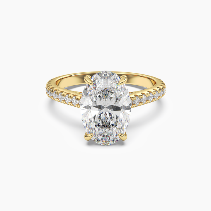 Lunaris Oval Hidden Halo 3 Carat Lab Grown Diamond Engagement Ring in 14K Yellow Gold