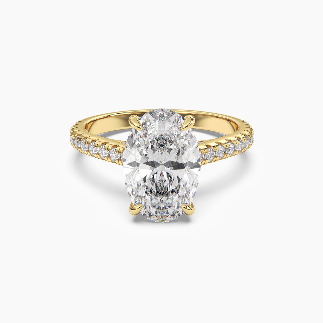 Lunaris Oval Hidden Halo 2.5 Carat Lab Grown Diamond Engagement Ring in 18K White Gold