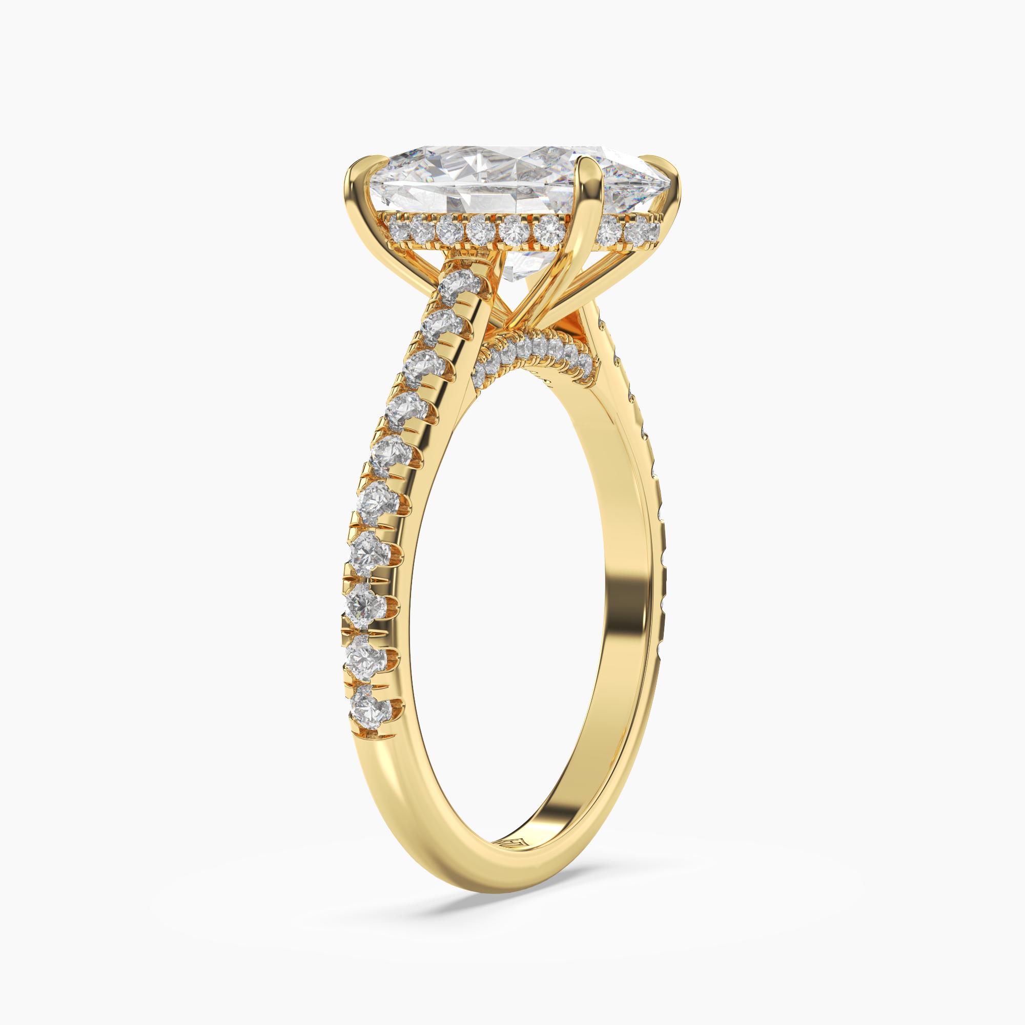 Lunaris Oval Hidden Halo 1.5 Carat Lab Grown Diamond Engagement Ring in 14K Yellow Gold