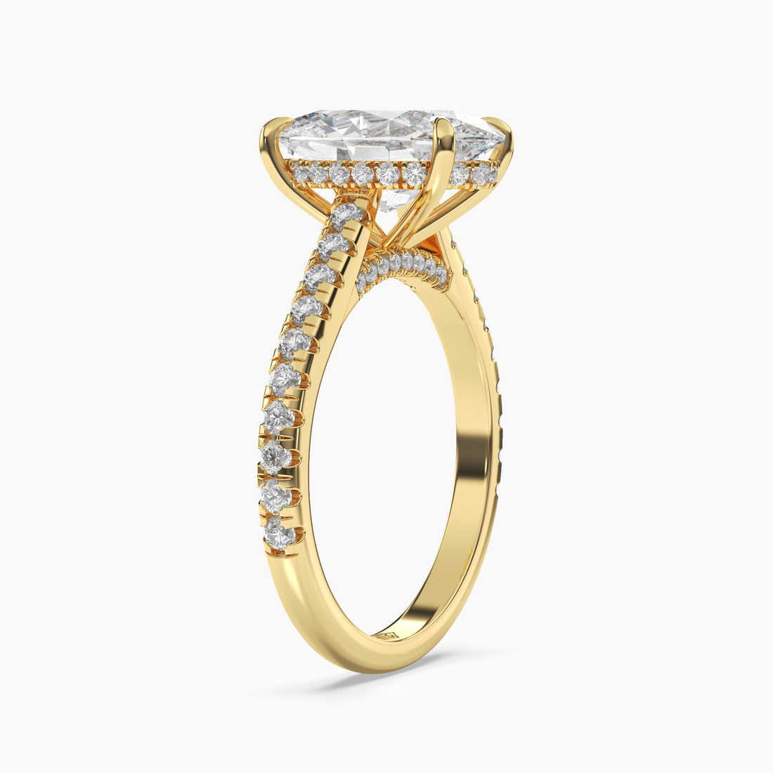 Lunaris Oval Hidden Halo 3 Carat Lab Grown Diamond Engagement Ring in 18K White Gold