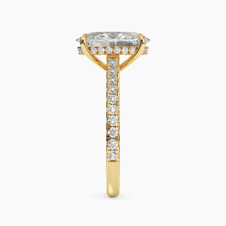 Lunaris Oval Hidden Halo 3 Carat Lab Grown Diamond Engagement Ring in 14K Rose Gold