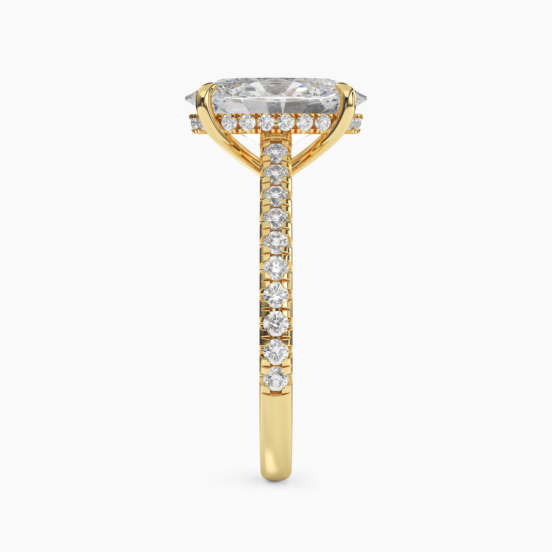 Lunaris Oval Hidden Halo 3 Carat Lab Grown Diamond Engagement Ring in 18K Yellow Gold