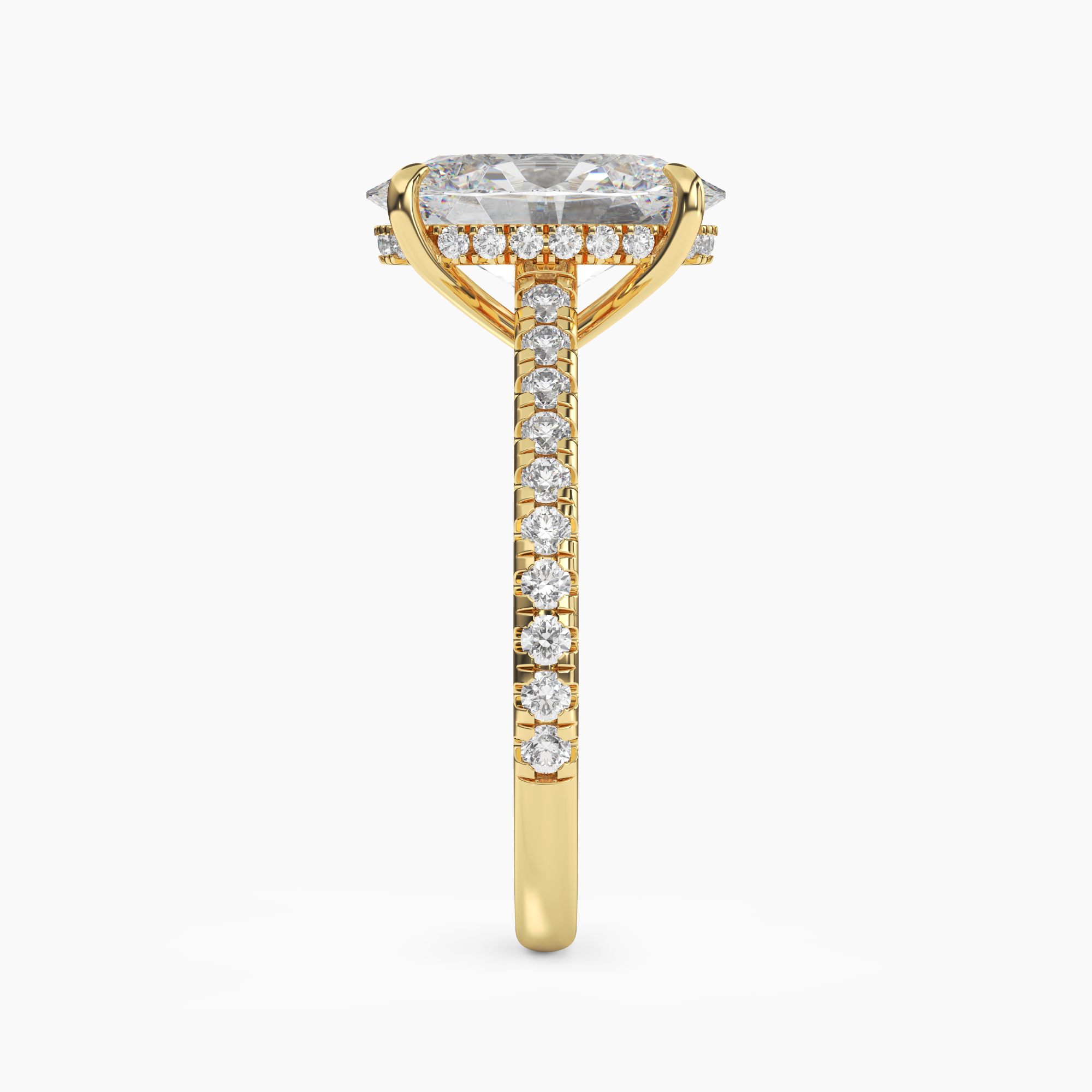Lunaris Oval Hidden Halo 1 Carat Lab Grown Diamond Engagement Ring in 14K White Gold