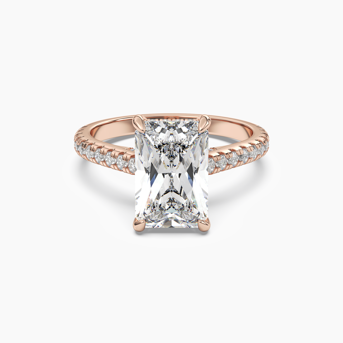 Lunaris Radiant Hidden Halo Diamond Ring Setting in 14K Yellow Gold