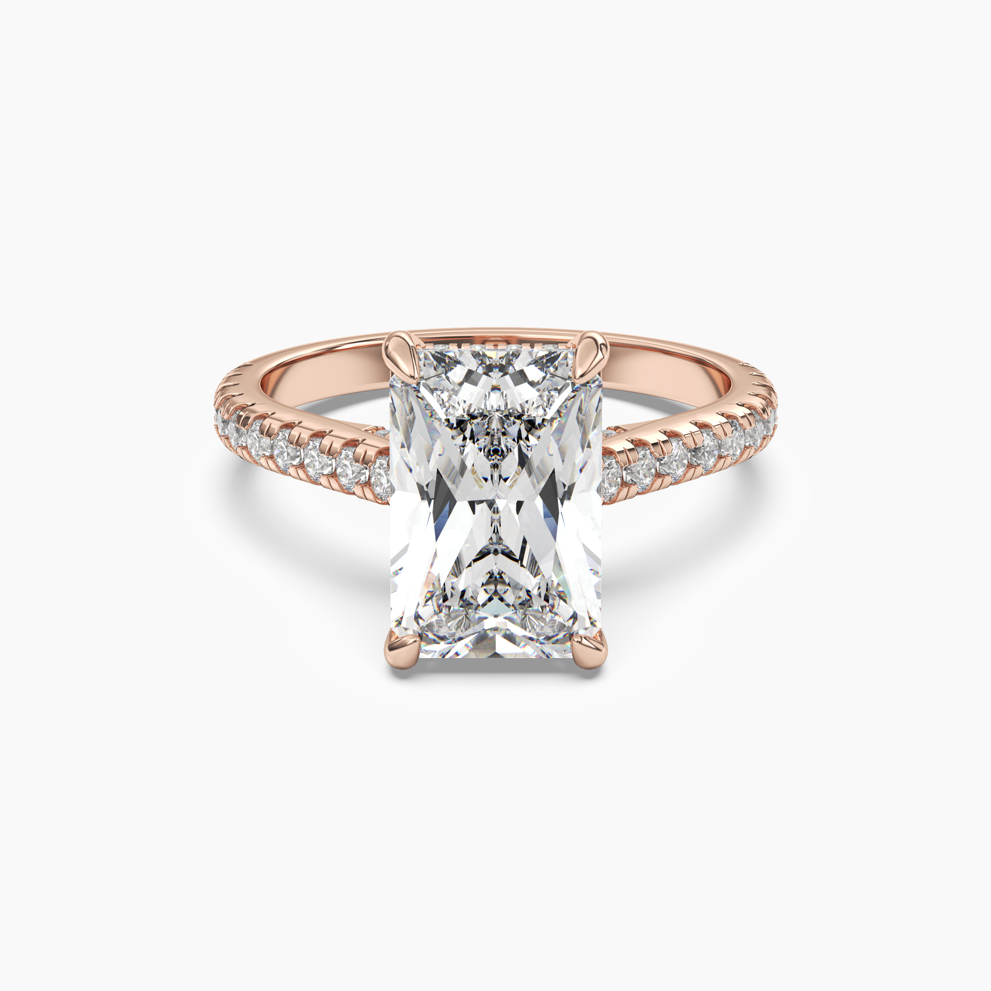 Lunaris Radiant Hidden Halo 3 Carat Lab Grown Diamond Engagement Ring in 14K White Gold