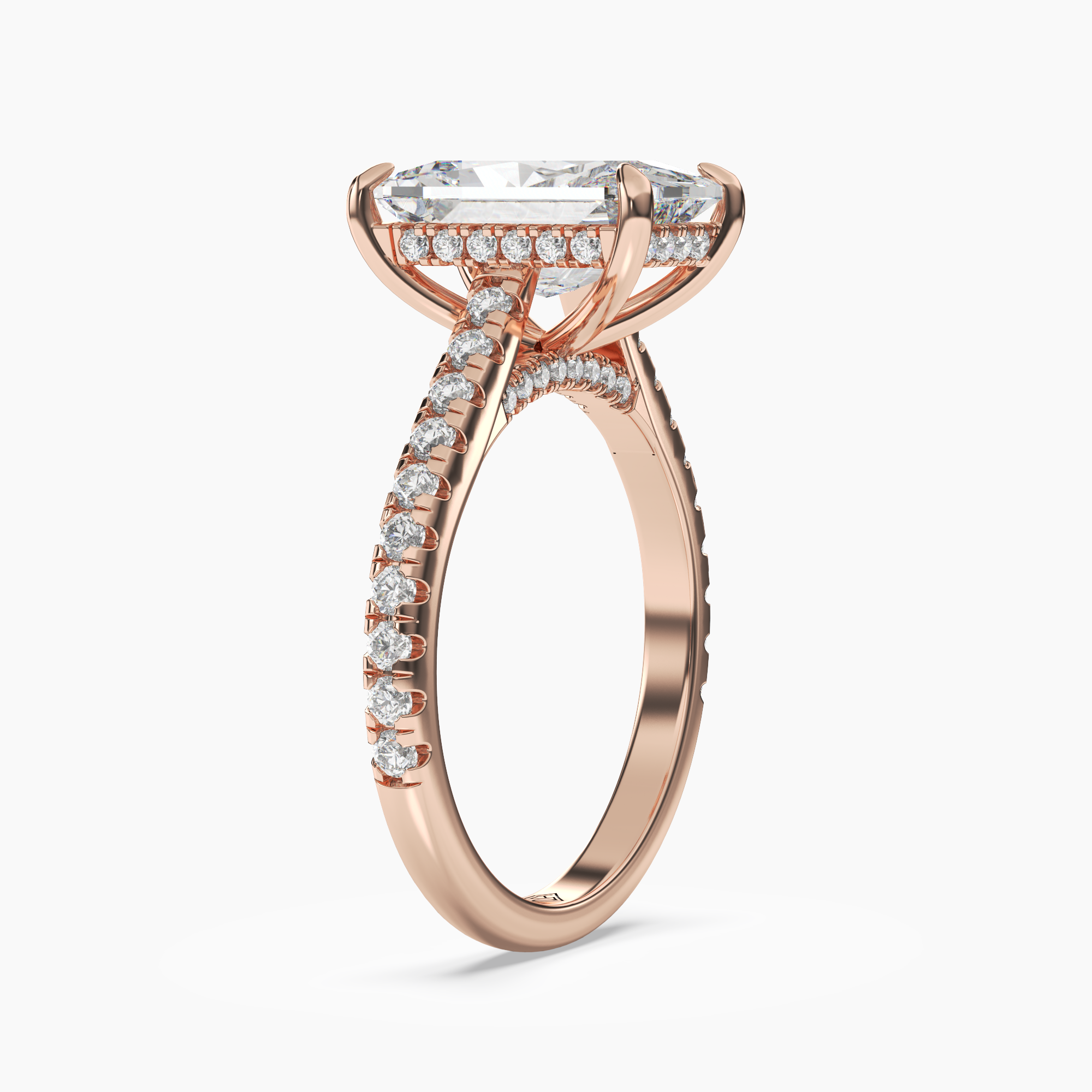 Lunaris Radiant Hidden Halo 2.5 Carat Lab Grown Diamond Engagement Ring in 14K Rose Gold