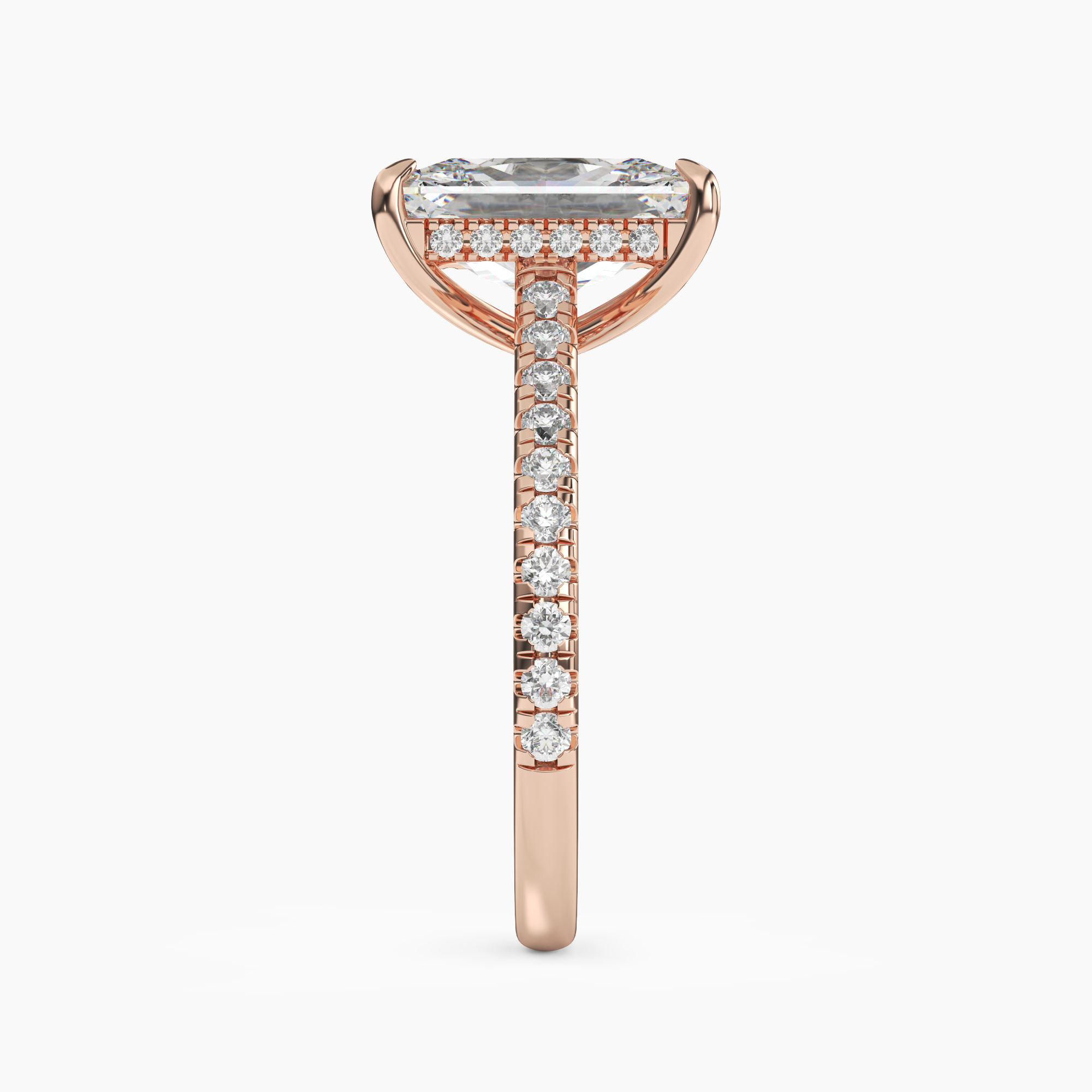 Lunaris Radiant Hidden Halo 2.5 Carat Lab Grown Diamond Engagement Ring in 18K Rose Gold