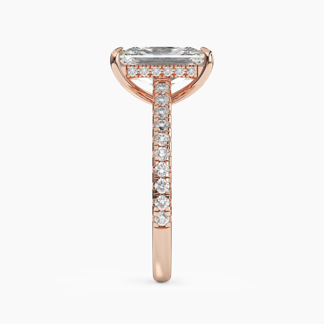 Lunaris Radiant Hidden Halo Diamond Ring Setting in 14K Rose Gold