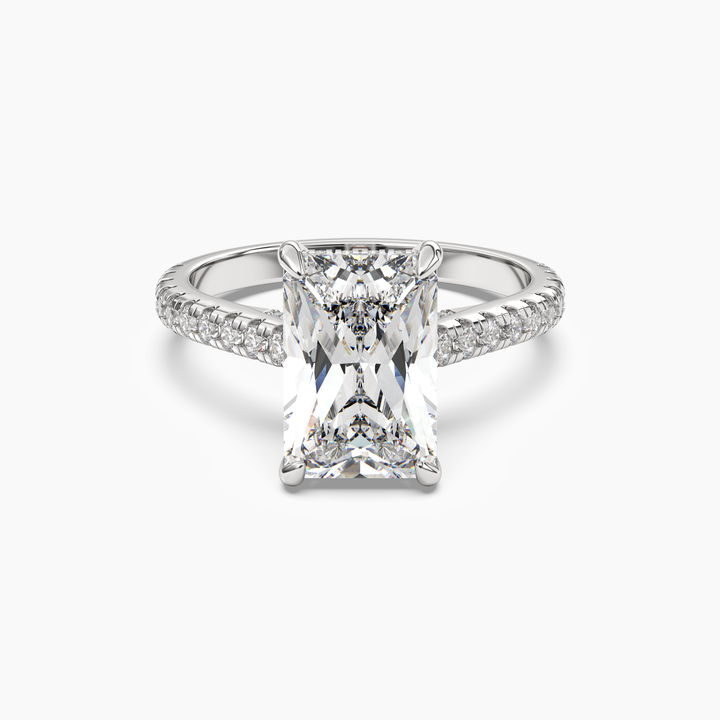 Lunaris Radiant Hidden Halo 1 Carat Lab Grown Diamond Engagement Ring in 18K White Gold